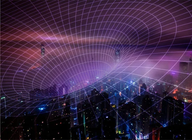 City connected by communications and network infrastructure